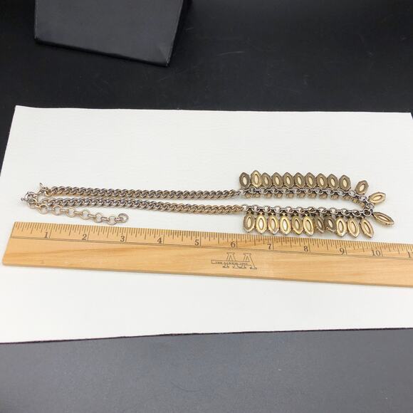 J.Crew 90s Vintage Bib Necklace 20" Ivory Marquise Cut Cabochons and Crystals - Picture 7 of 8